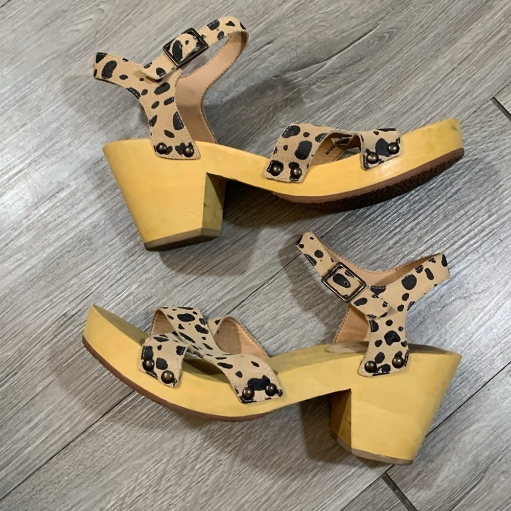 Matisse Animal Print Leather “Jump in” Wood Heel Clogs/Sandals size 9 - Picture 1 of 12